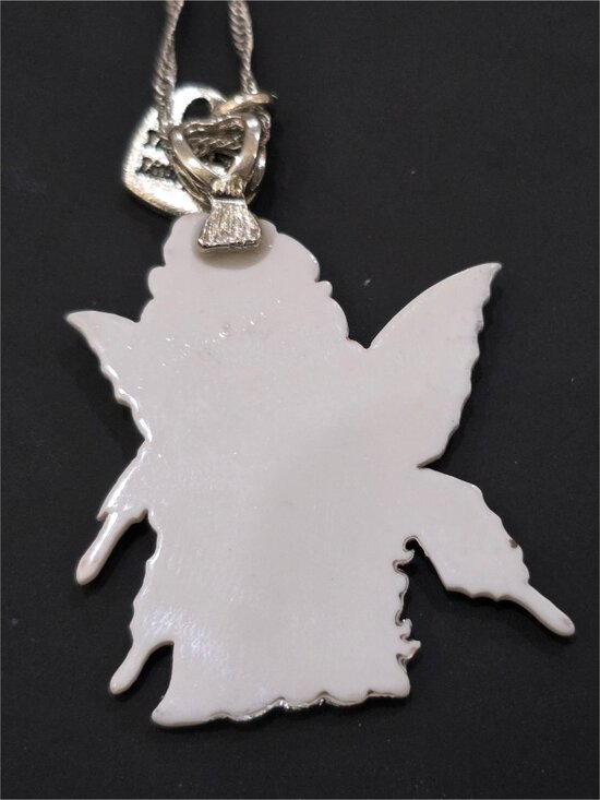 Hand Crafted ✦ Fairy Girl Acrylic Pendant Necklace ✦ Red Rose Silver Chain NWT - Picture 7 of 7